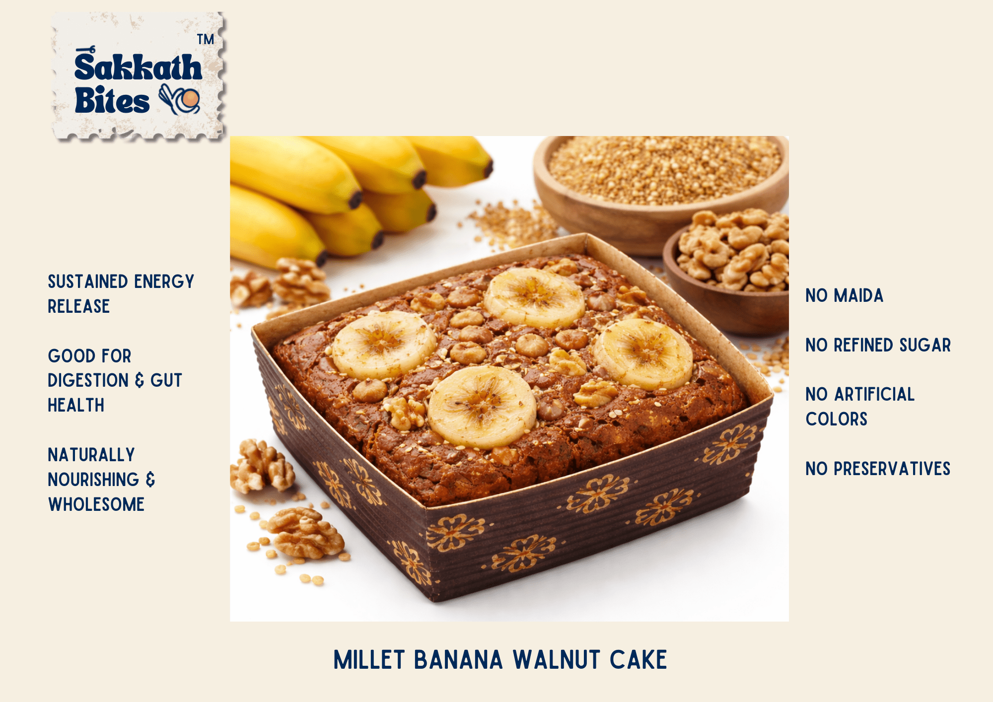 Millet walnut banana cake