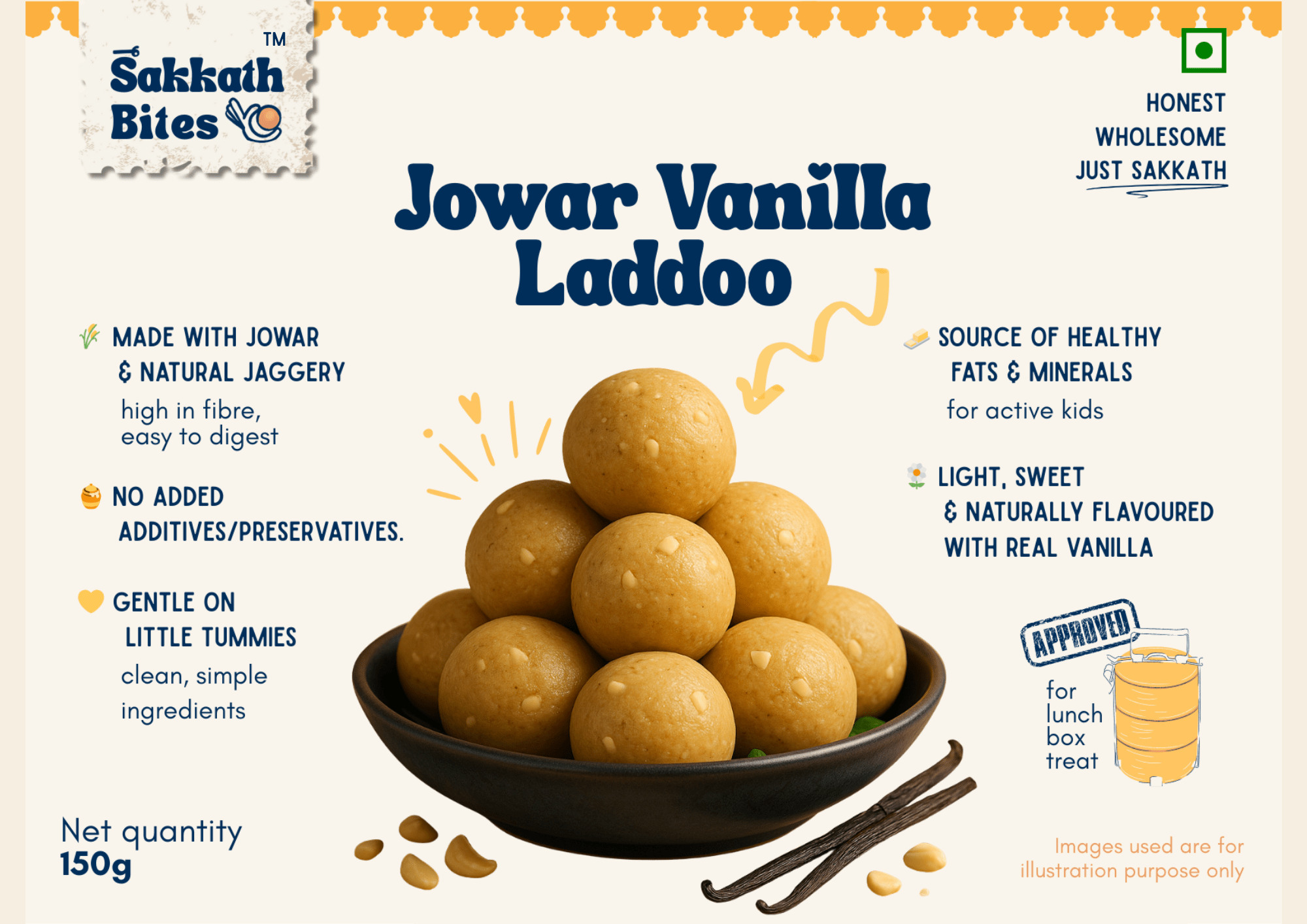 Jowar Vanilla Laddoo - 150gm (Box Of 6)