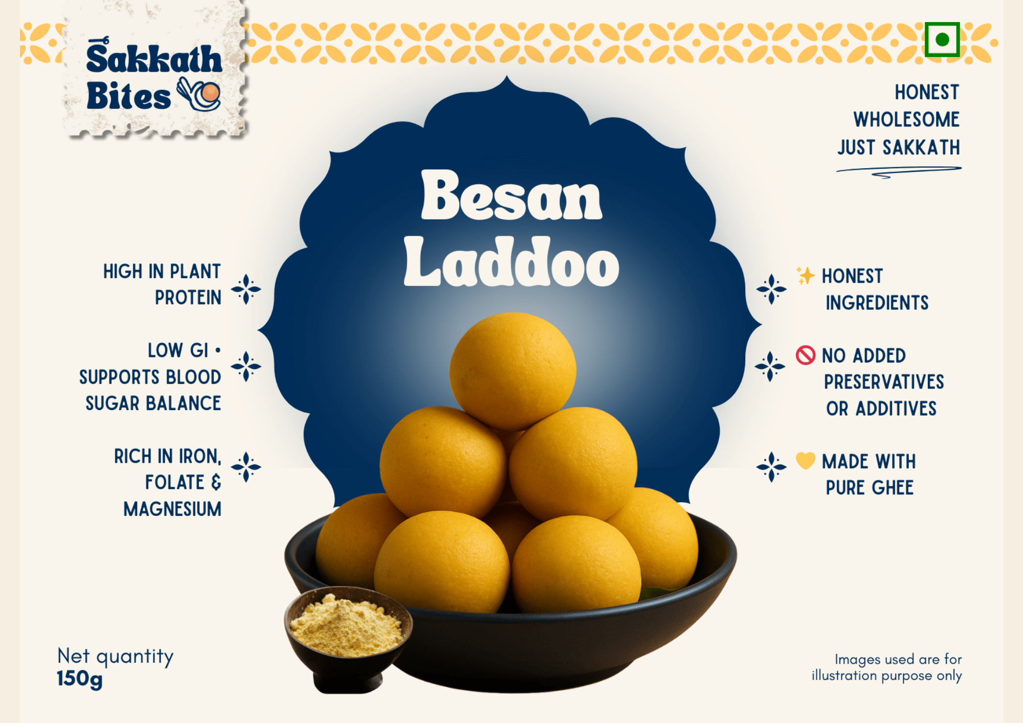 Besan Laddoo - 150gm (Box Of 6)