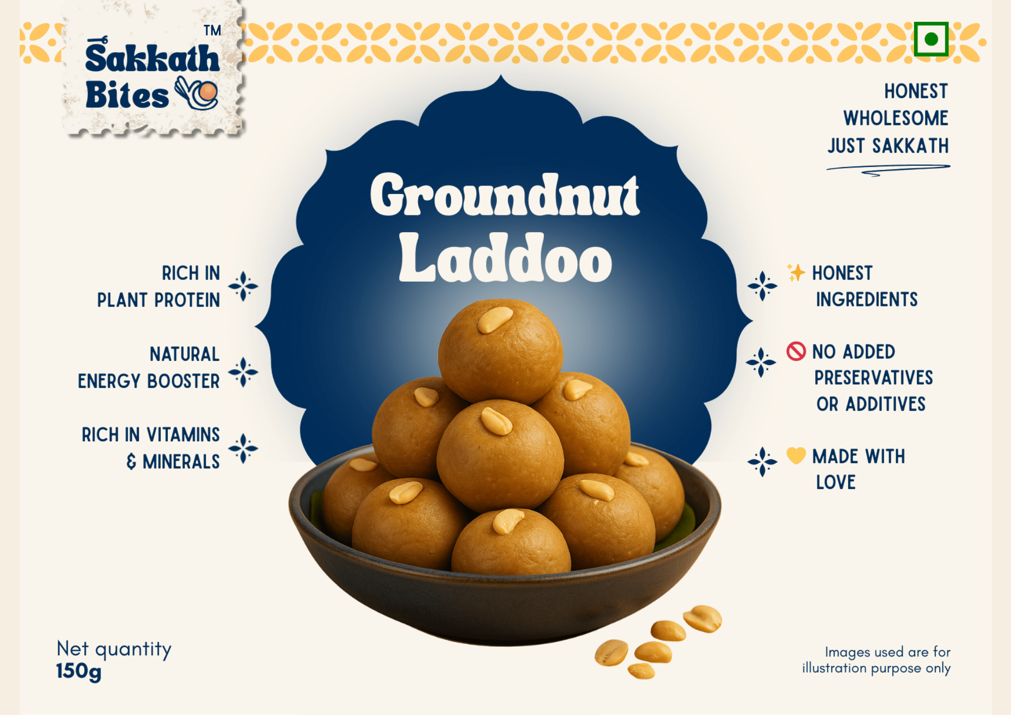 Groundnut Pumpkin seed Laddoo - 150gm (Box Of 6)