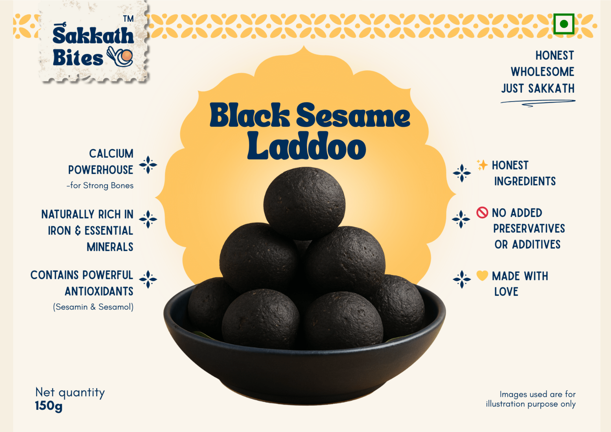 Black Sesame Laddoo -125gm (Box Of 6)