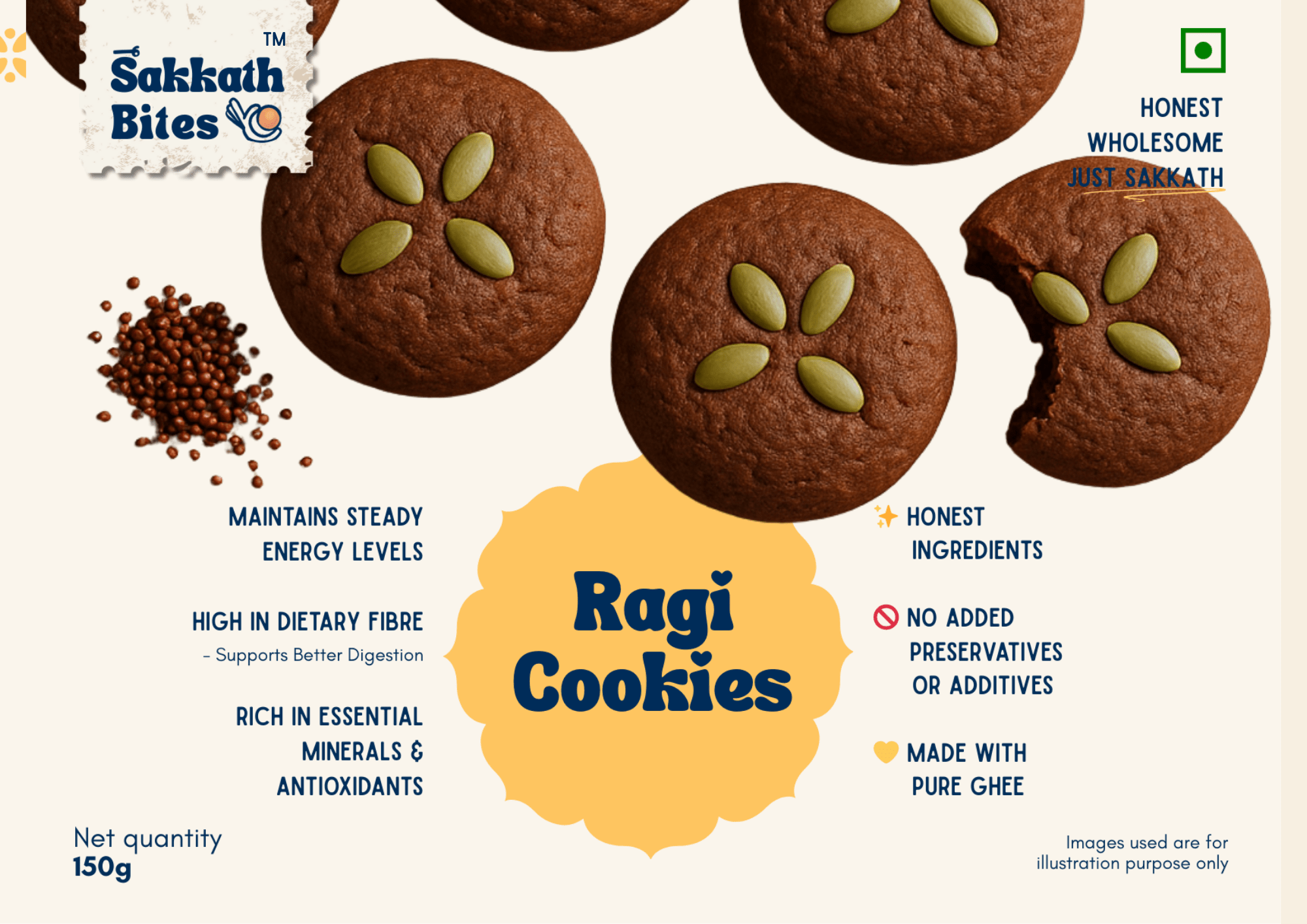 Ragi Cookies - 150gm (Box of 6)