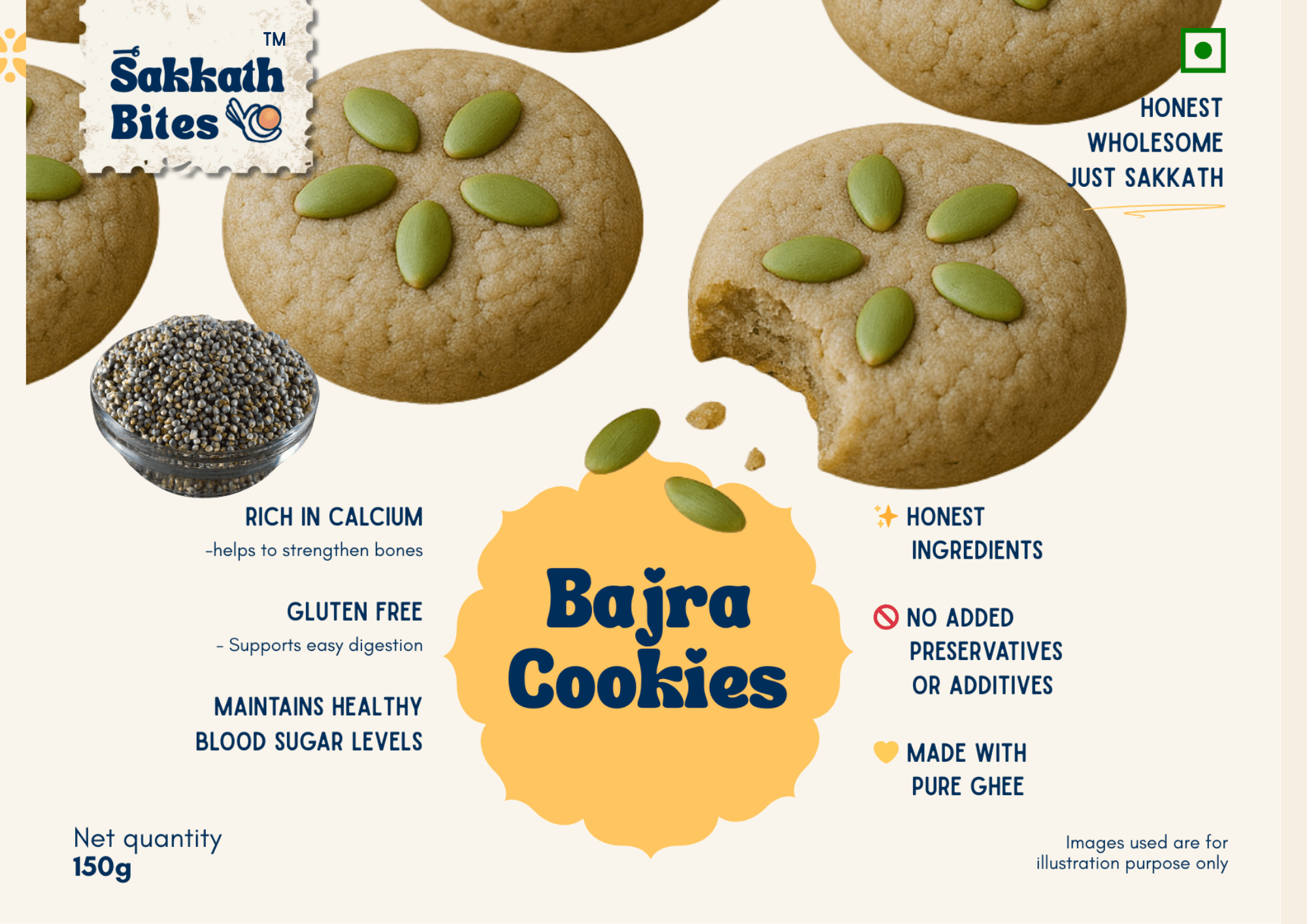 Bajra Cookies - 150gm (Box of 6)
