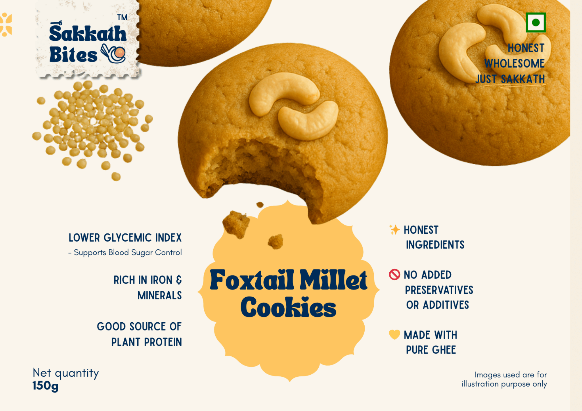Foxtail Millet Cookies - 150gm (Box of 6)