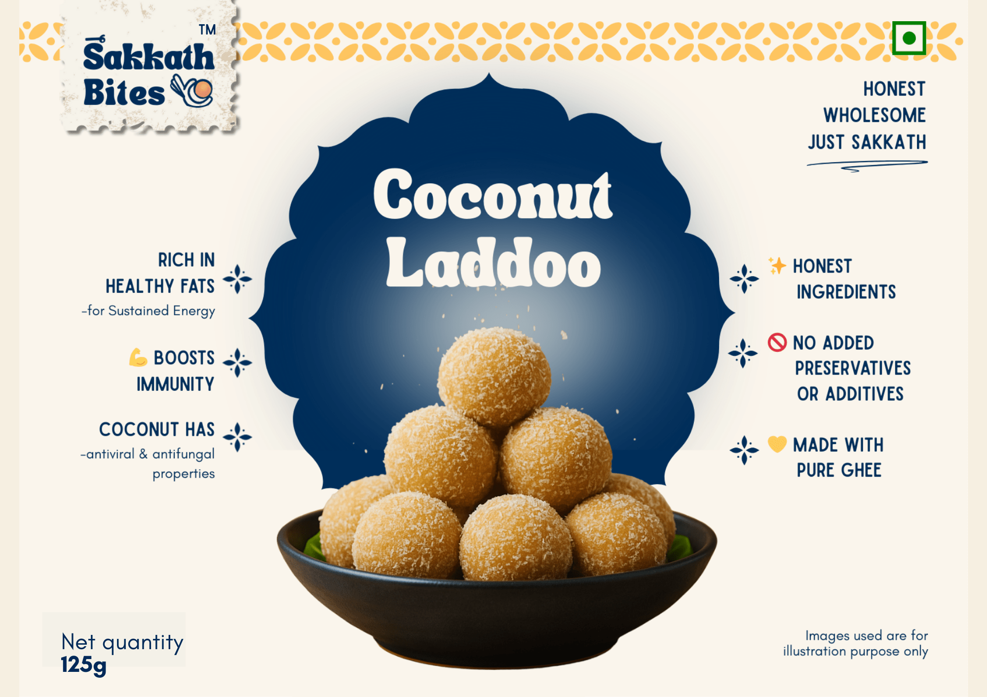Coconut Laddoo - 125gm (Box Of 6)