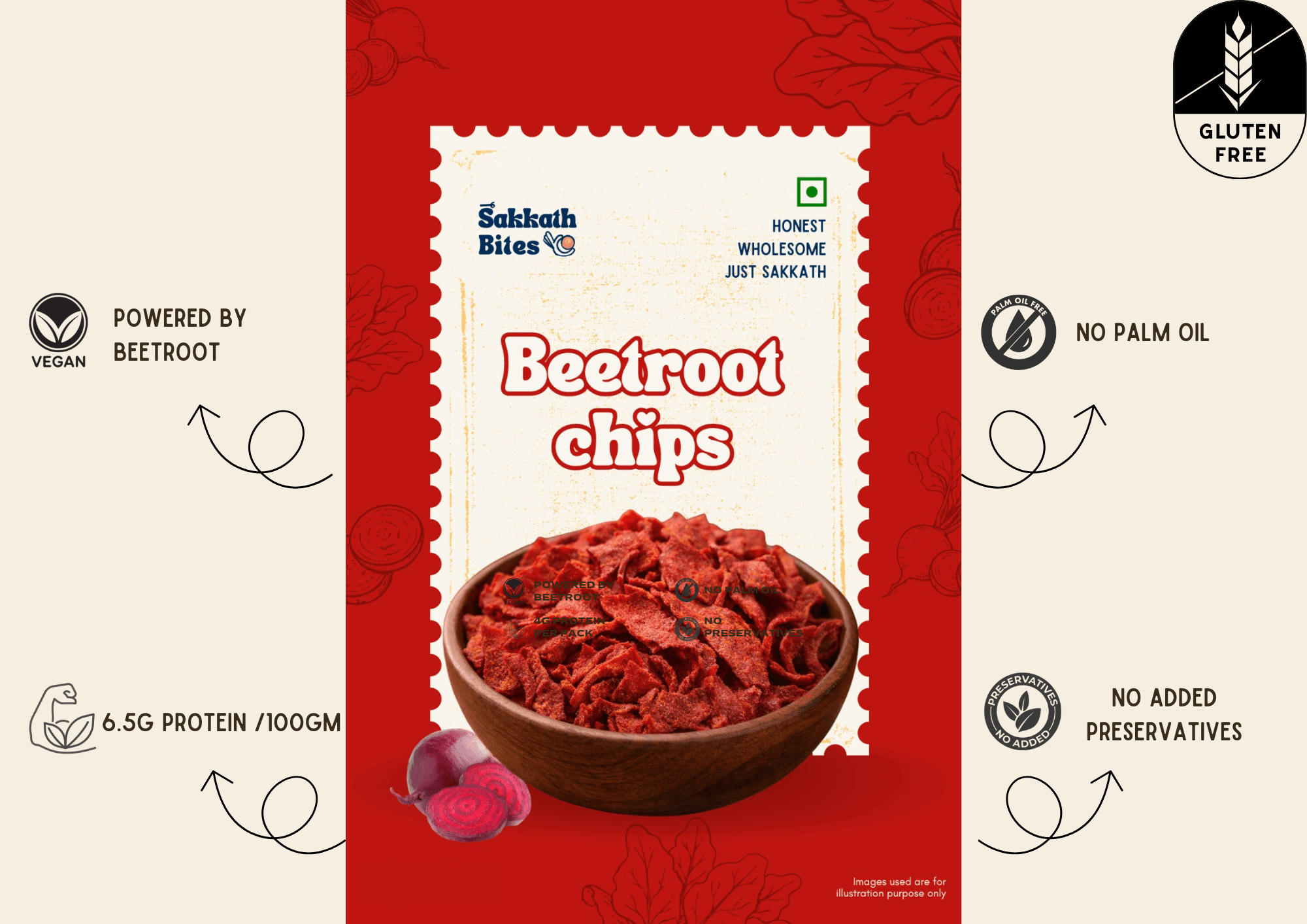 Beetroot Chips - 85 grams (1pack)
